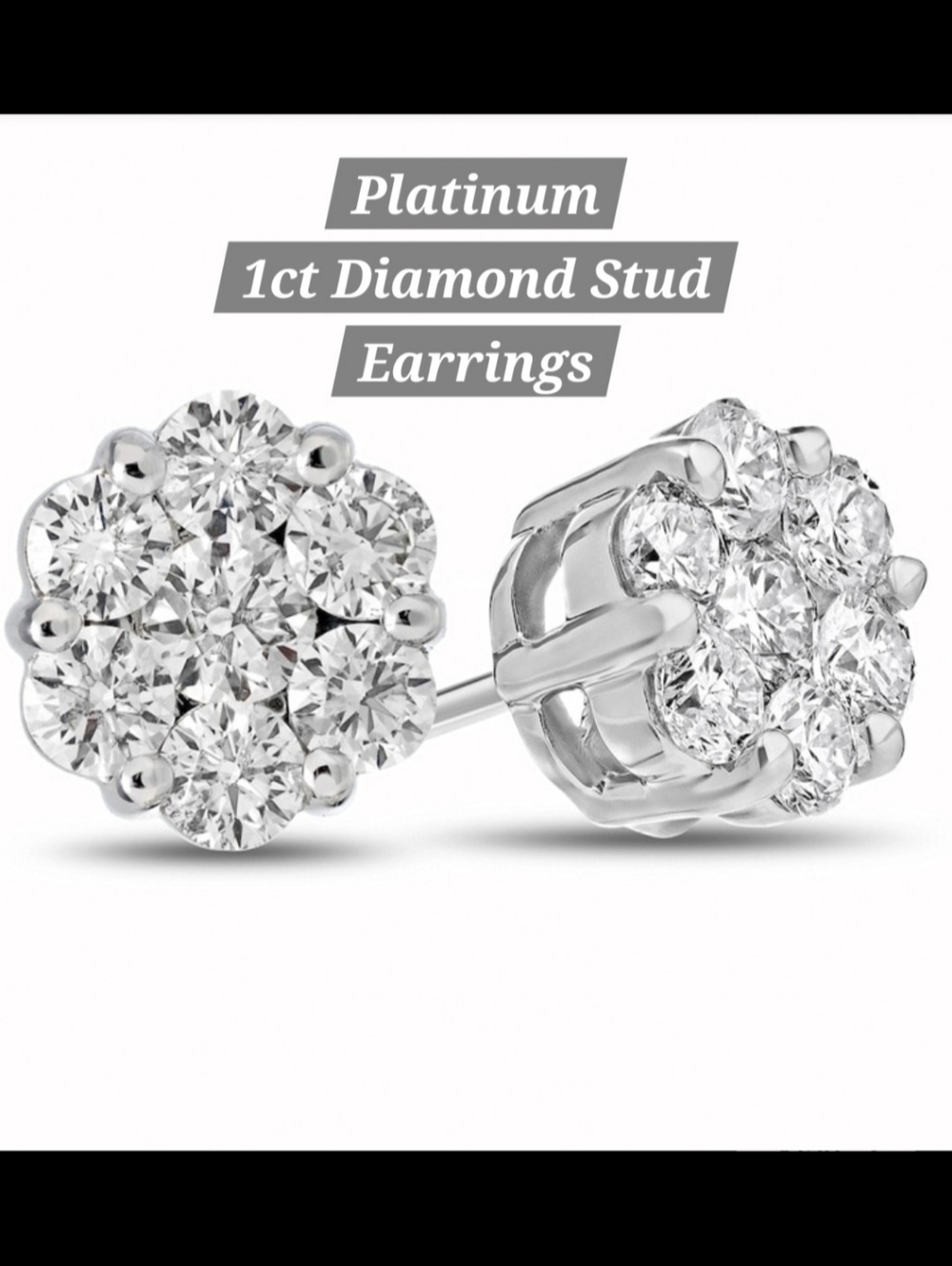 Platinum 1ct Diamond Stud Earrings NWT